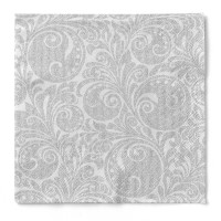 Tissue Serviette Jordan in Silber, 33 x 33 cm, 3-lagig, 100 Stück - Mank Tissue Serviette Jordan in Silber, 33 x 33 cm, 3-lagig, 100 Stück - Mank