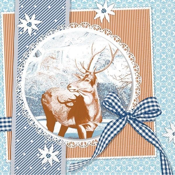 Tissue Serviette Finn in Blau, 33 x 33 cm, 100 Stück - Mank