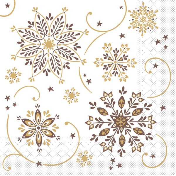 Tissue Serviette Cristal in Braun-Gold, 33 x 33 cm, 100 Stück - Mank