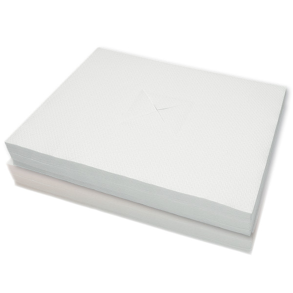 Massageliegen-Gesichtsauflagen aus Airlaid S57 gsm Weiß, 400 x 305 mm, 100 Stück - Mank