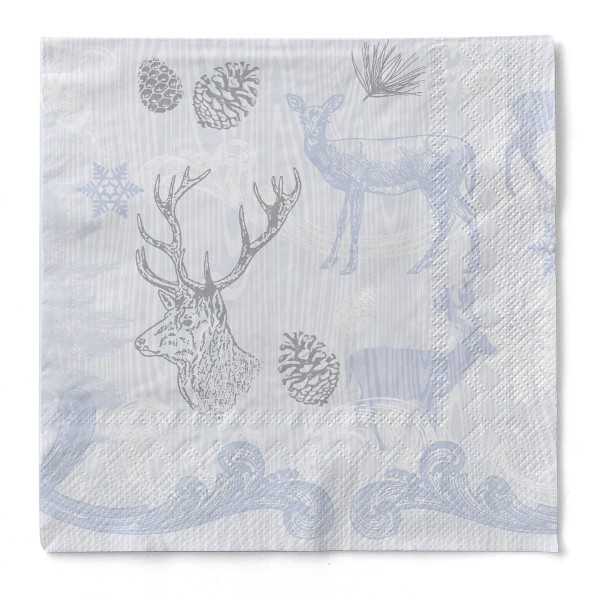 Tissue Serviette Bruno in Grau-Silber, 40 x 40 cm, 100 Stück - Mank