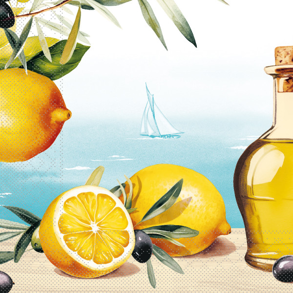 Tissue Serviette Olives & Lemons, 40 x 40 cm, 3-lagig, 100 Stück - Mank