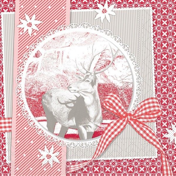 Tissue Serviette Finn in Rot, 33 x 33 cm, 100 Stück - Mank