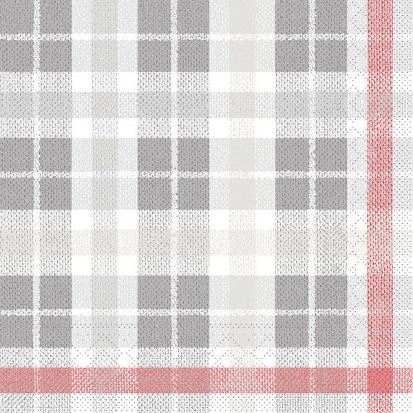 Tissue Serviette Fred in Grau-Rot, 40 x 40 cm, 100 Stück - Mank