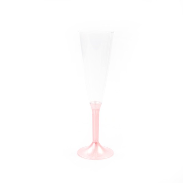 Einweg Sektglas, Champagnerglas mit Stiel Perlmutt-Rosa 160ml aus Plastik (PS), 6 Stück - Mank