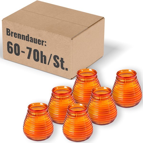 Flairlights Orange, Ø 95 mm x H 100 mm, 6 Stück - Brenndauer ca. 60-70 Std.