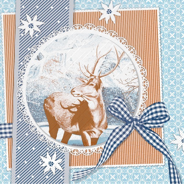 Tissue Deluxe Serviette Finn in Blau, 40 x 40 cm, 50 Stück - Mank