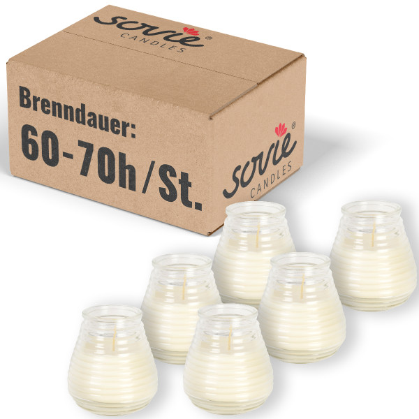 Flairlights Transparent, Ø 95 mm x H 100 mm, 6 Stück - Brenndauer ca. 60-70 Std.