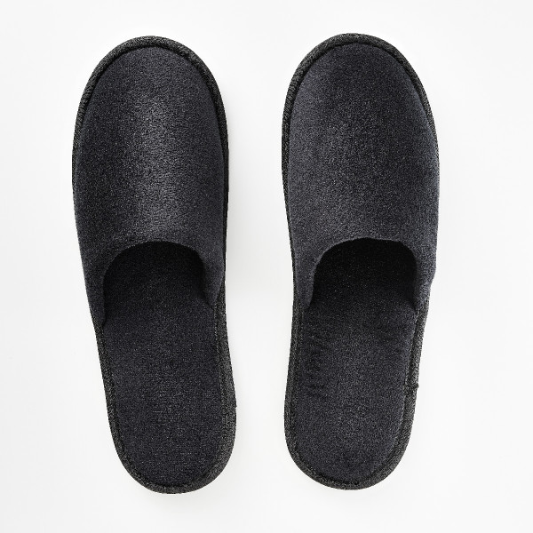 Velours Slipper, geschlossen, schwarz, 31 cm Noppensohle, VE 100 Paar