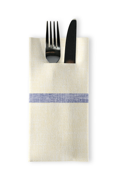 Airlaid Besteckservietten Joe in Creme-Blau, 40 x 40 cm, 75 Stück - Mank