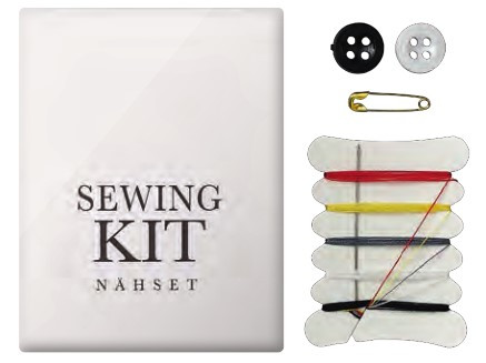 Sewing Kit Nähset, 5 Garnfarben, 2 Knöpfe, 1 Nadel, 1 Sicherheitsnadel, Weiße-Serie, 500 Stück - Am