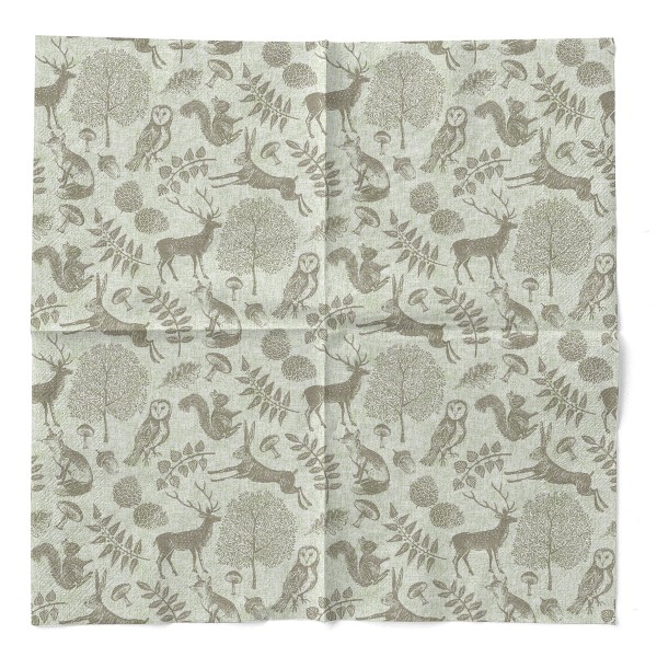 Tissue Serviette Forest Olivgrün-Grau, 33 x 33 cm, 3-lagig, 100 Stück - Mank