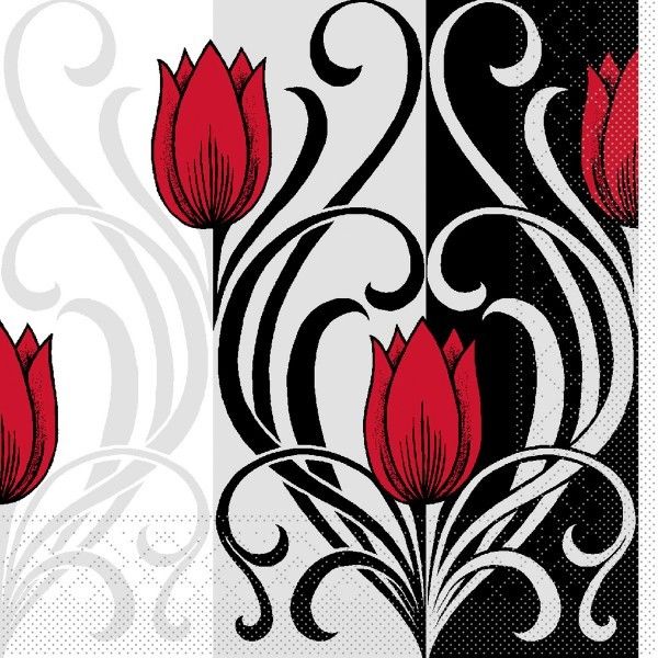 Tissue Serviette Annika in Rot-Schwarz, 33 x 33cm, 100 Stück - Mank