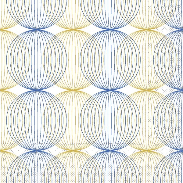 Tissue Serviette Ludo in Blau-Gold, 40 x 40 cm, 100 Stück - Mank