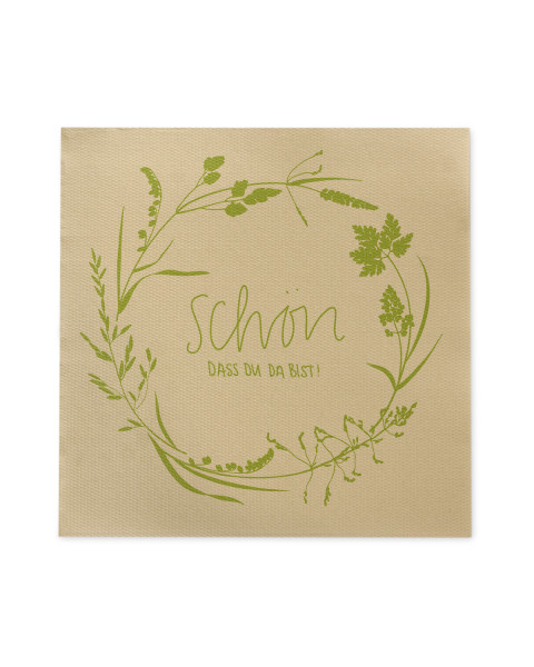Softpoint Serviette - Schön, dass du da bist! - in Recycled Tissue, 24 x 24 cm, 100 Stück - Mank