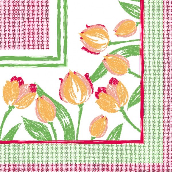 Airlaid Serviette Jacqueline in Grün-Rosa, 40 x 40 cm, 50 Stück - Mank