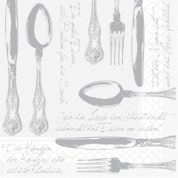 Tissue Deluxe Serviette Heidelberg in Silber, 40 x 40 cm, 50 Stück - Mank