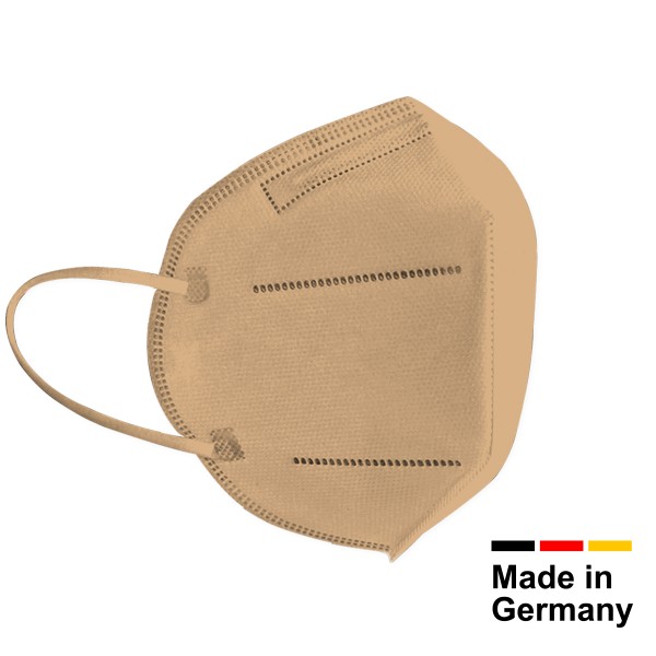 FFP2 Masken farbig, CE2841 - hergestellt in Deutschland - Einzel Verpackt-10 Stk/Box, Beige