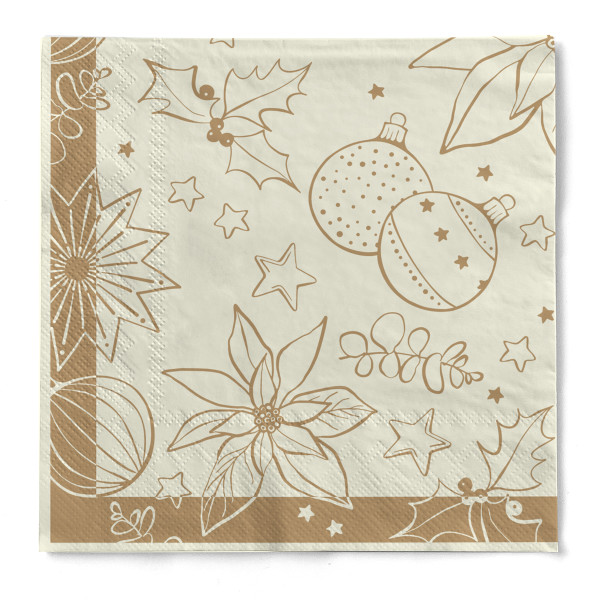 Tissue Serviette Milan in Champagner-Gold, 33 x 33 cm, 100 Stück - Mank