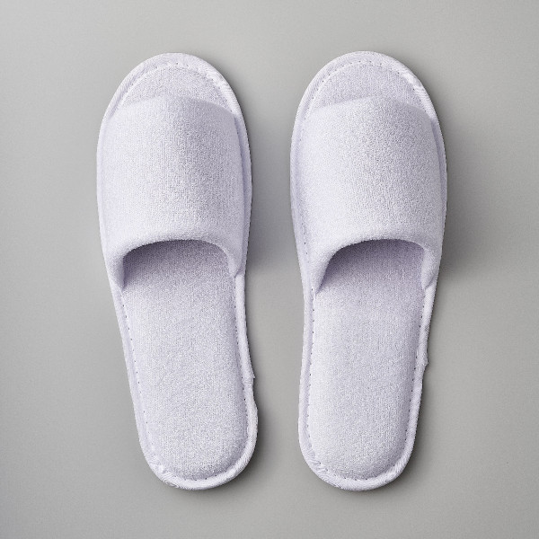 Frottee Slipper, offen, weiss, 29 cm Noppensohle, VE 100 Paar