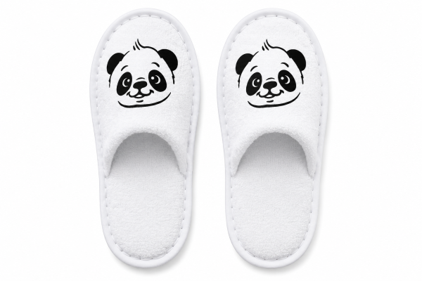 Kids Frottee Slipper, geschlossen, weiss, Motiv Panda "Pio" 22 cm Noppensohle, VE 20 Paar