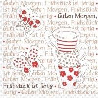 Tissue Serviette Frühstück ist Fertig! in Rot-Braun, 24 x 24 cm, 150 Stück - Mank Tissue Serviette Frühstück ist Fertig! in Rot-Braun, 24 x 24 cm, 150 Stück - Mank