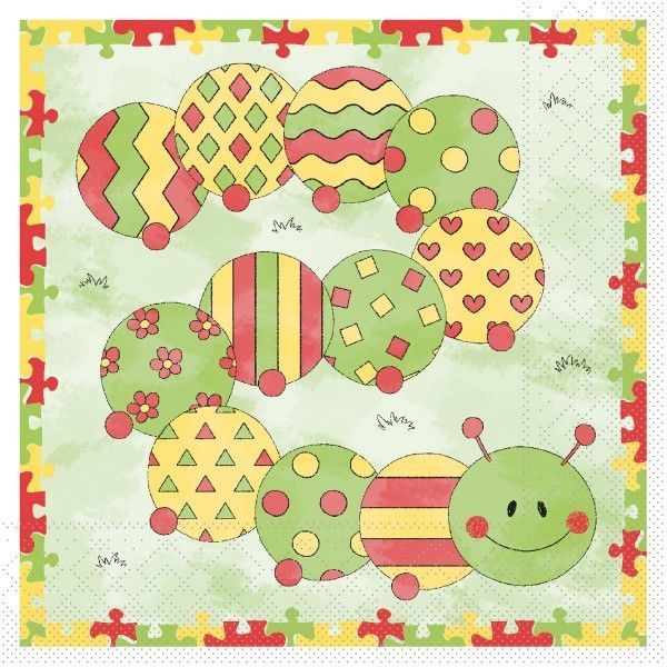 Tissue Serviette Kleine Raupe, 33 x 33 cm, 100 Stück - Mank