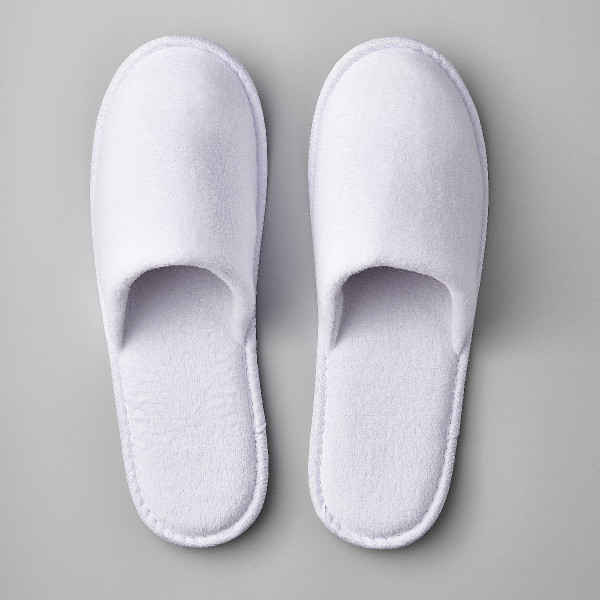 Velours Slipper, geschlossen, weiss, 31 cm Noppensohle, VE 100 Paar
