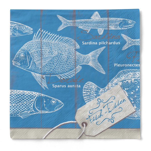 Tissue Serviette Fisch-Essen, 40 x 40 cm, 100 Stück - Mank