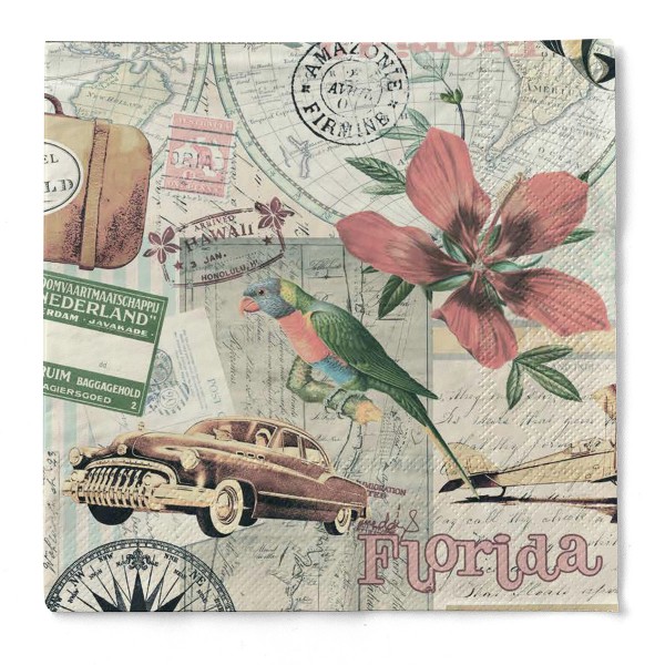 Tissue Serviette Travel the world, 40 x 40 cm, 3-lagig, 100 Stück - Mank