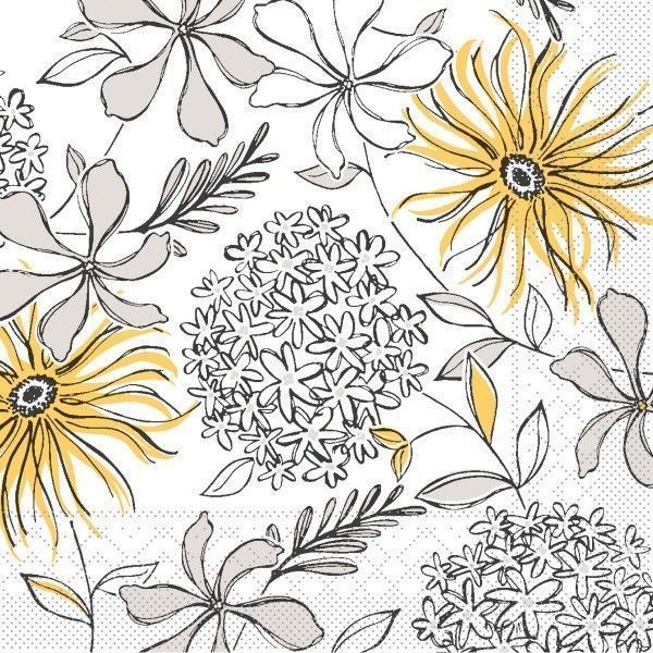 Tissue Serviette Hilde in Gelb-Schwarz, 33 x 33 cm, 100 Stück - Mank