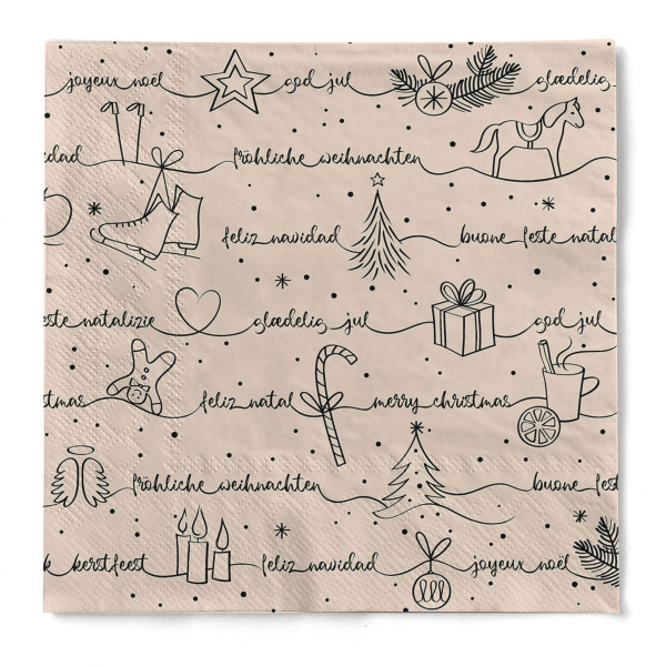 Serviette aus Tissue Ravin Schwarz-Natur, 24 x 24 cm, 150 Stück - Mank