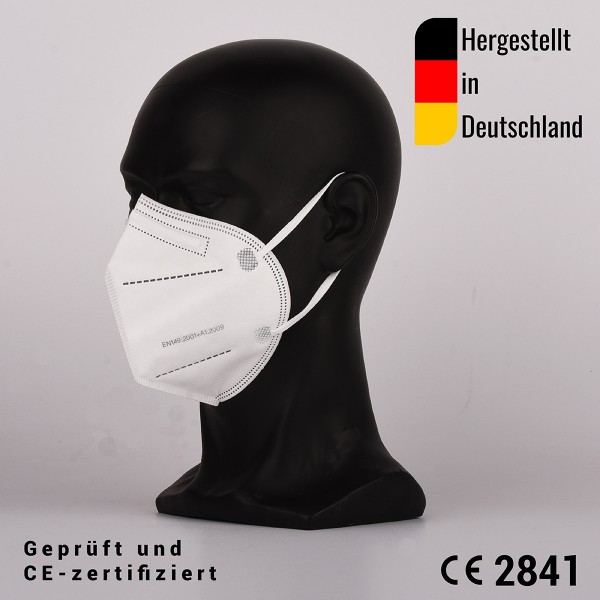 FFP2 Masken, zertifiziert CE 2841 - 25 Stück, Einzel verpackt - hergestellt in Deutschland
